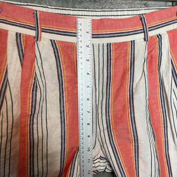 Tommy Hilfiger Women Retro Striped Coastal Preppy Linen Blend Cropped Pant S - Picture 9 of 11